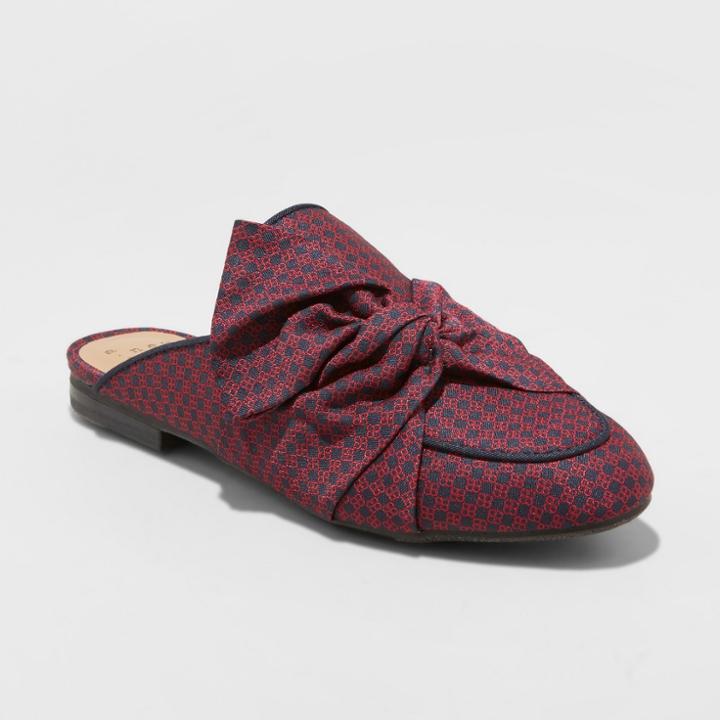 Women's Natalee Bow Backless Mules - A New Day Red
