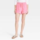 Women's Mid-rise Linen Pull-on Shorts - Universal Thread Pink