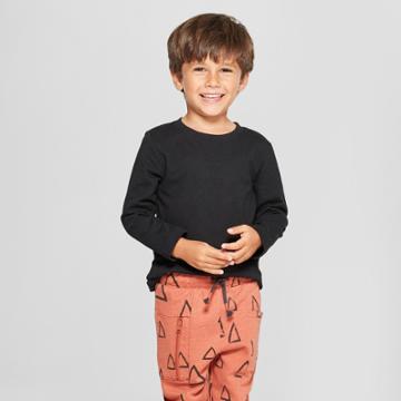 Toddler Boys' Long Sleeve T-shirt - Cat & Jack Black
