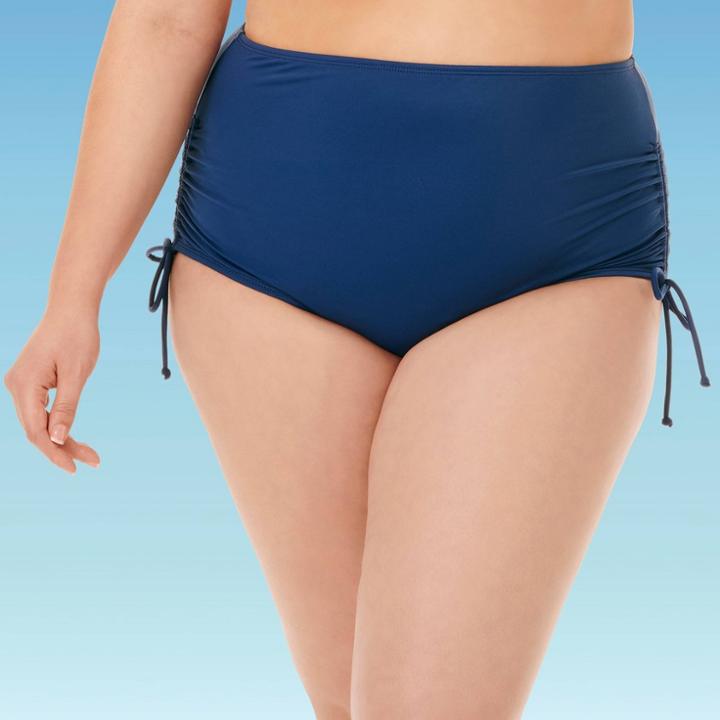 Women's Plus Slimming Control Side-tie Bikini Swim Bottom - Beach Betty By Miracle Brands Navy 1x, Women's, Size: