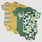 Honest Baby 4pk Organic Cotton Jungle Leaves Short Sleeve Bodysuit