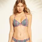 Women's Cabana Light Lift Ring Front Bikini Top - Shade & Shore Boho Stripe 36d,