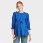 3/4 Sleeve Ruffle Bump Woven Maternity Blouse - Isabel Maternity By Ingrid & Isabel Blue