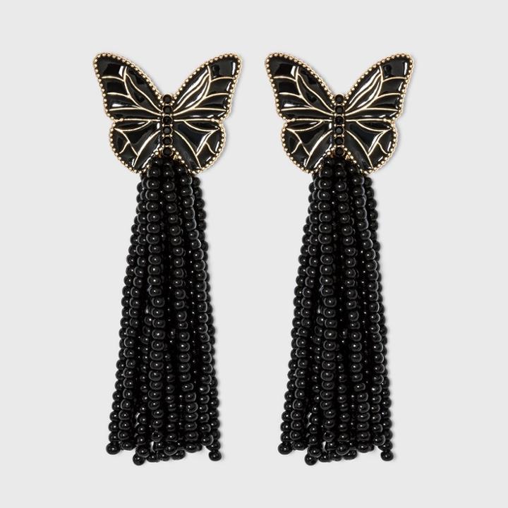 Sugarfix By Baublebar Butterfly Tassel Drop Earrings - Black