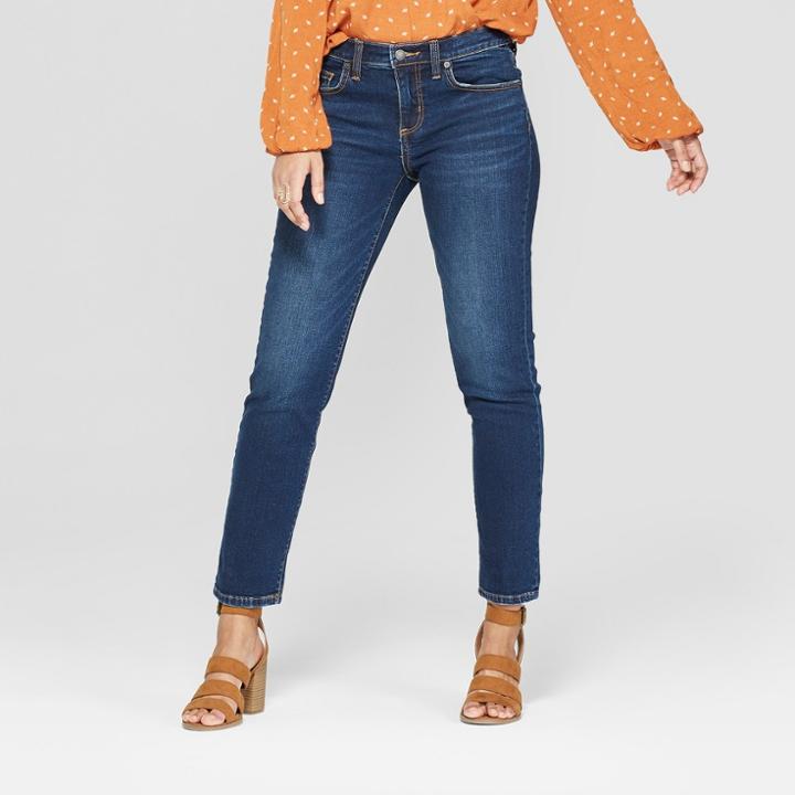 Women's Mid-rise Boyfriend Crop Jeans - Universal Thread Dark Wash