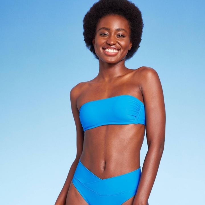 Women's Bandeau Bikini Top - Wild Fable Blue Xxs