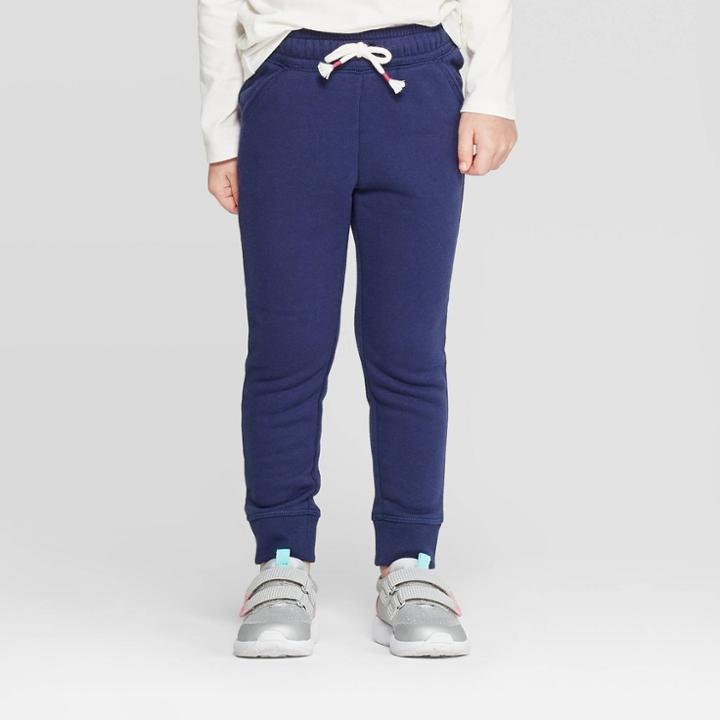 Toddler Girls' Fleece Joggers - Cat & Jack Navy 12m, Toddler Girl's, Blue