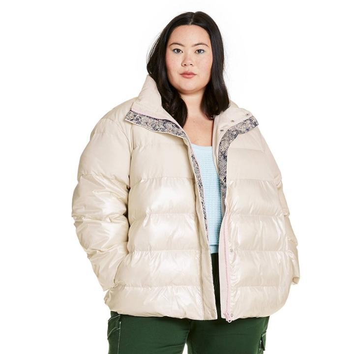 Women's Plus Size Snake Print Lined Puffer Jacket - Sandy Liang X Target White