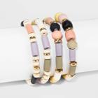 Mixed Wood Beaded Stretch Bracelet Set - A New Day ,