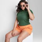 Women's Slim Fit Short Sleeve Polo Baby T-shirt - Wild Fable Green
