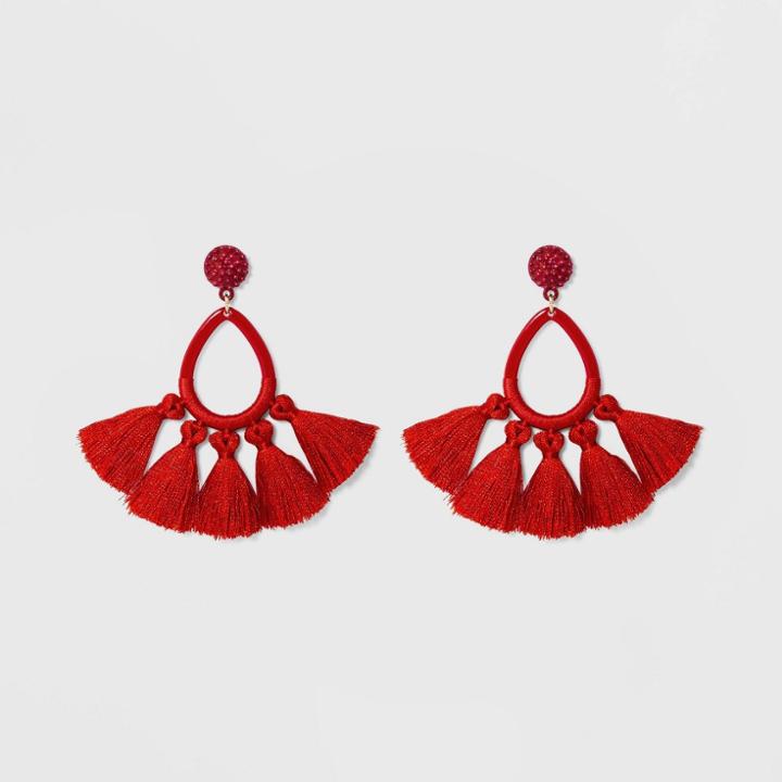Sugarfix By Baublebar Tassel Fringe Hoop Earrings - Red, Women's