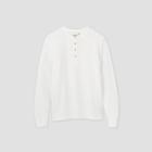 Men's Standard Fit Textured Long Sleeve Henley T-shirt - Goodfellow & Co White Feather