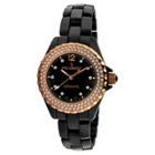 Peugeot Watches Peugeot Women's Black Genuine Ceramic Swiss Watch, Pink Black