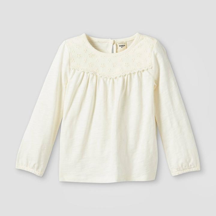 Oshkosh B'gosh Toddler Girls' Eyelet Long Sleeve T-shirt - White