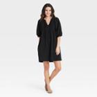Women's Puff Elbow Sleeve Babydoll Dress - Universal Thread Black