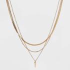 Herringbone Point Charm Multi-strand Chain Necklace - A New Day Gold