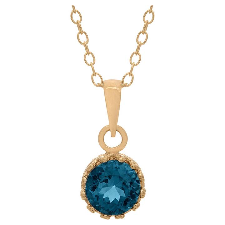 5/6 Tcw Tiara London Blue Topaz Crown Pendant In Gold Over