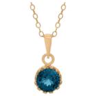 5/6 Tcw Tiara London Blue Topaz Crown Pendant In Gold Over