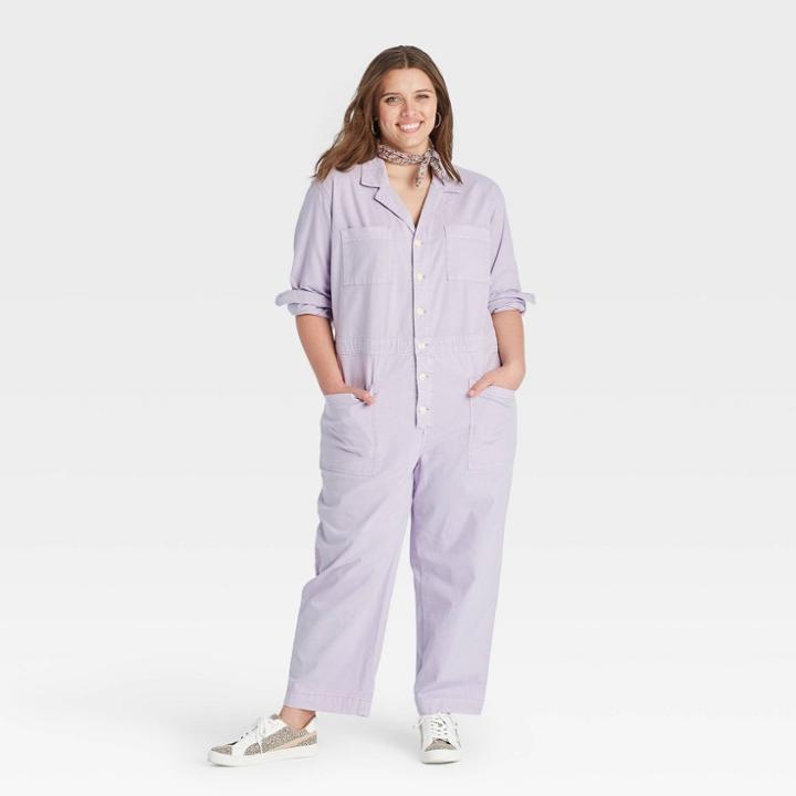 Women's Long Sleeve Cropped Boilersuit - Universal Thread Purple