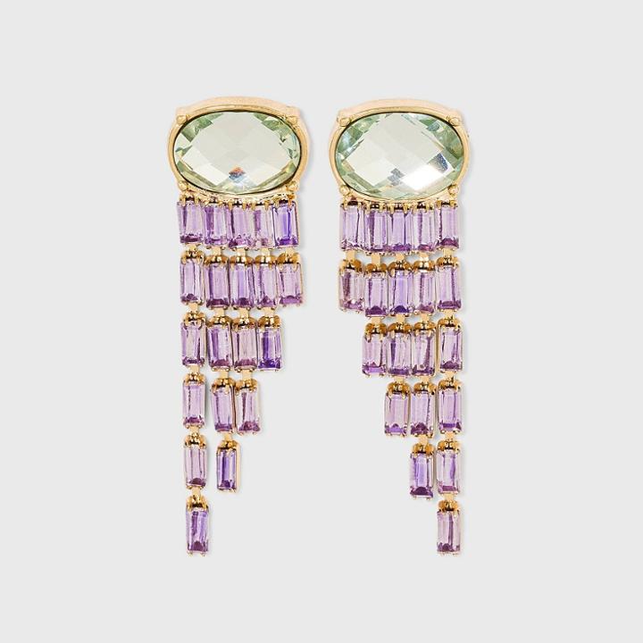 Glass Cascasing Stones Drop Earrings - A New Day Purple