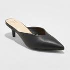 Women's Aleksa Wide Width Low Vamp Kitten Mules - A New Day Black 6.5w,
