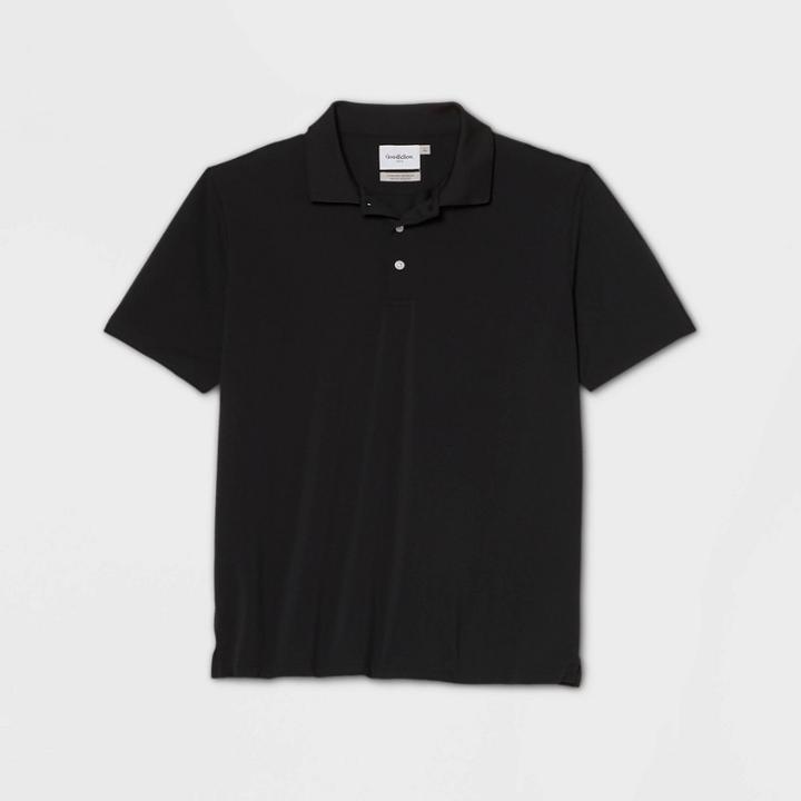 Men's Big & Tall Standard Fit Short Sleeve Collared T-shirt - Goodfellow & Co Black