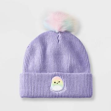 Girls' Squishmallows Cuffed Pom Beanie - Purple