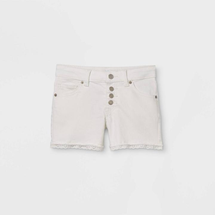 Girls' Lace Hem Jean Shorts - Cat & Jack White Wash