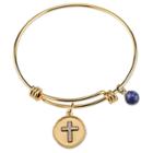 Distributed By Target Women's Stainless Steel Faith Hope Love Cross Expandable Bracelet - Gold