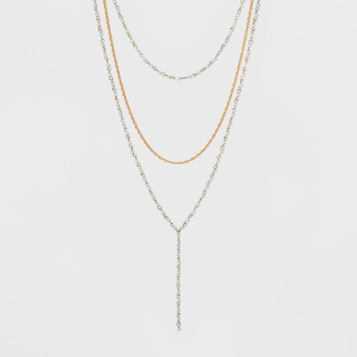 Sugarfix By Baublebar Mixed Media Layered Y-chain Necklace - Turquoise, Girl's