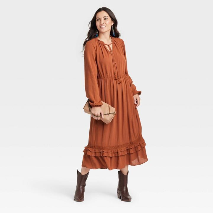 Women's Ruffle Long Sleeve Dress - Knox Rose Ivory
