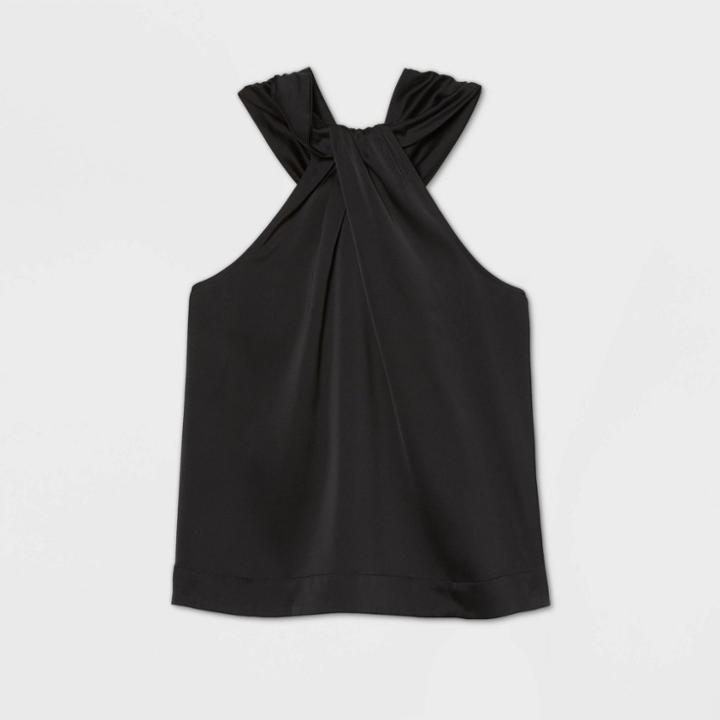 Women's Sleeveless Satin Top - Prologue Black