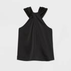 Women's Sleeveless Satin Top - Prologue Black