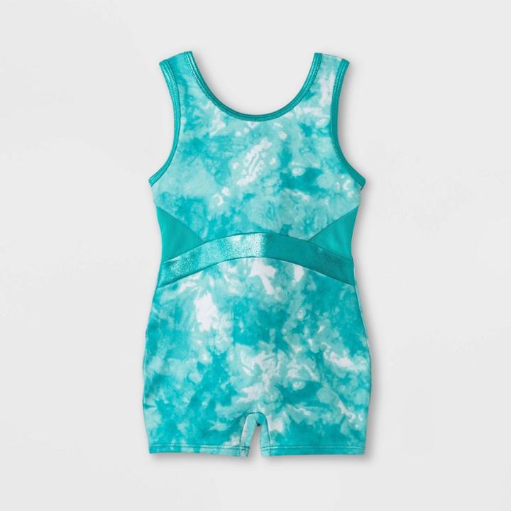 Girls' Tie-dye Gymnastics Biketard - Cat & Jack Green