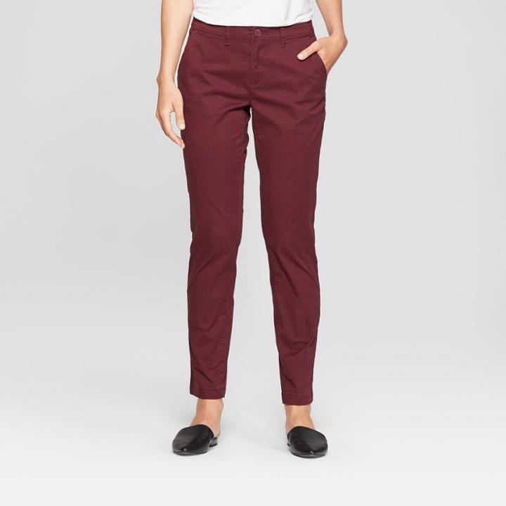 Women's Slim Chino Pants - A New Day Red