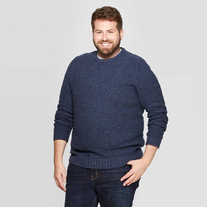 Men's Big & Tall Crew Neck Nep Sweater - Goodfellow & Co Blue