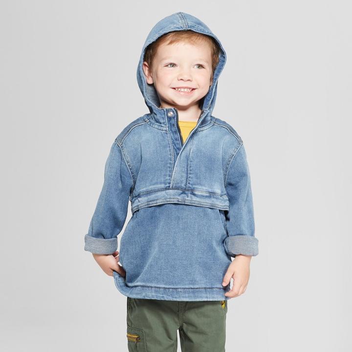 Genuine Kids From Oshkosh Toddler Boys' Denim Hooded Pullover Jacket - Medium Wash