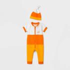 Baby Candy Corn Short Sleeve Romper Set With Hat - Cat & Jack Orange Newborn