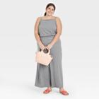 Women's Plus Size Sleeveless Smocked Cinched Jumpsuit - A New Day Heather Gray