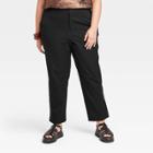 Women's Plus Size Mid-rise Slim Straight Fit Side Split Trousers - A New Day Black
