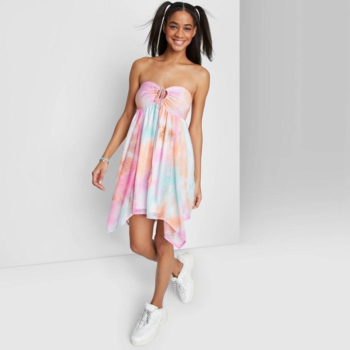 Women's Sleeveless Babydoll Dress - Wild Fable Pink Tie-dye