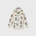 Disney Toddler Boys' Mickey Mouse Sherpa Lined Zip-up Sweatshirt - Beige