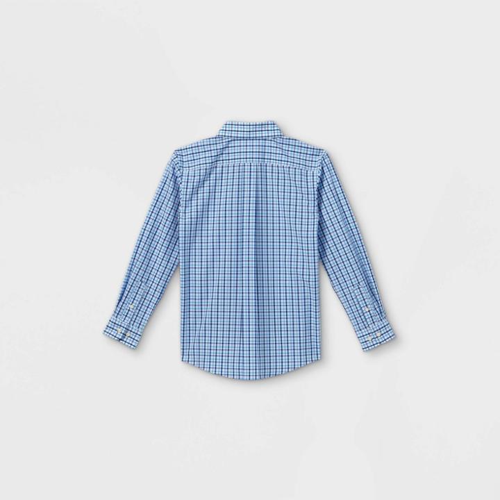 Plusboys' Checked Long Sleeve Button-down Shirt - Cat & Jack Blue