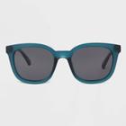 Women's Plastic Square Sunglasses With Smoke Polarized Lenses - All In Motion Teal, Blue