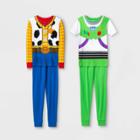 Boys' Toy Story Buzz And Woody 4pc Pajama Set - Blue/white/green
