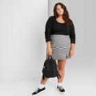 Women's Plus Size Gingham Side Slit Mini Skirt - Wild Fable Black/white