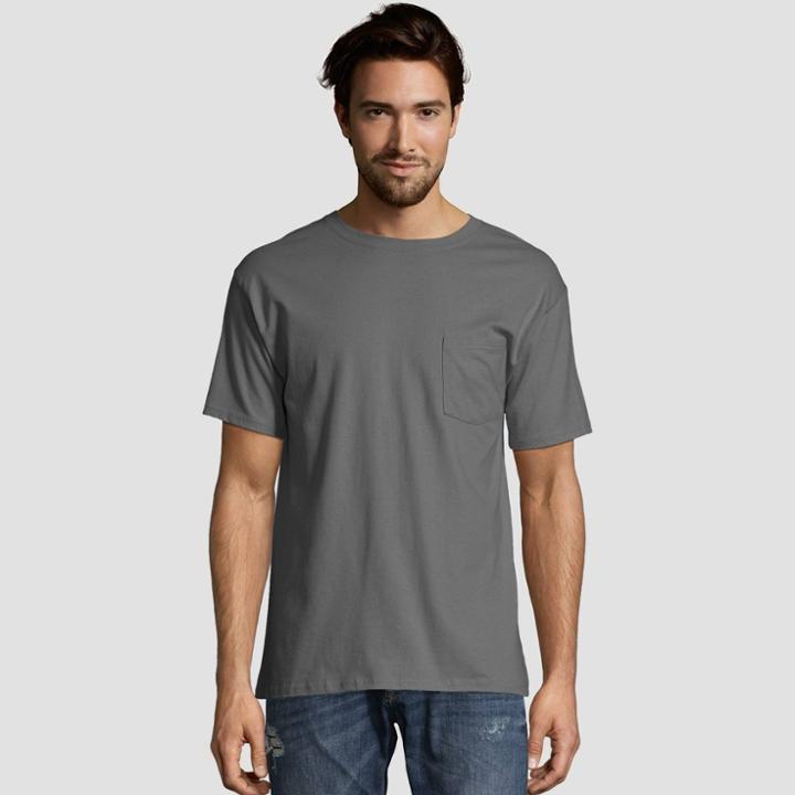 Hanes Men's Short Sleeve 2pk Heavy Weight Crew T-shirt - Smoke (grey)