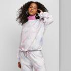 Women's Tie Dye Long Sleeve Crewneck Marbled Sweatshirt - Wild Fable White/pink