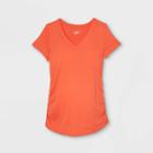 Short Sleeve V-neck Side Shirred Maternity T-shirt - Isabel Maternity By Ingrid & Isabel Orange