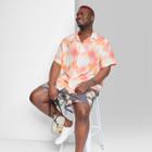 Adult Extended Size Short Sleeve Button-down Shirt - Original Use Yellow Tie-dye Design